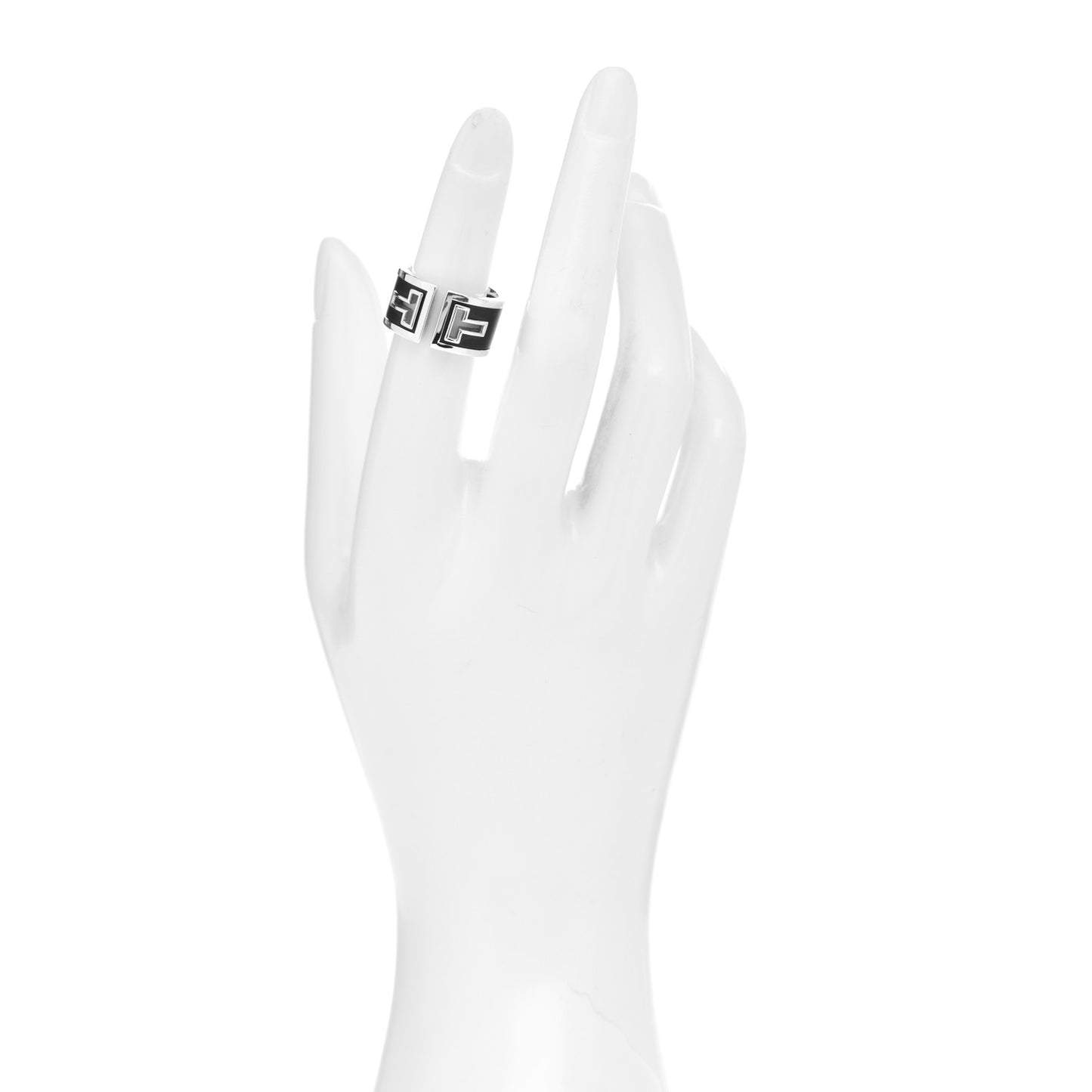 Sterling Silver Black Ceramic T Cutout Ring 49 5
