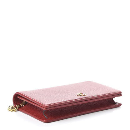Gucci Dollar Calfskin Mini GG Marmont Chain Wallet Hibiscus Red 4 of 10