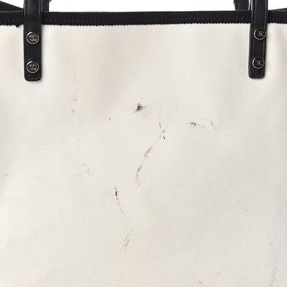 Chanel Canvas Calfskin Let's Demonstrate Small Tote White Black 8 of 11