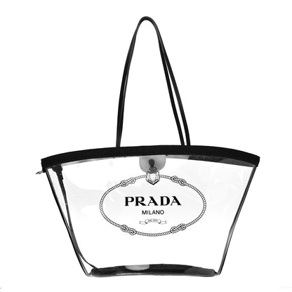 Prada Plexiglass Calfskin Small Shopper Tote Black 3 of 15