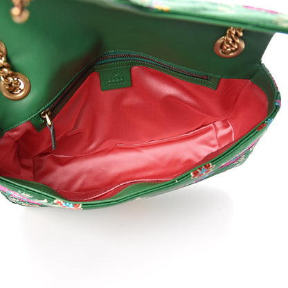 Gucci Jacquard Matelasse Floral Medium GG Marmont Shoulder Bag Green 5 of 10