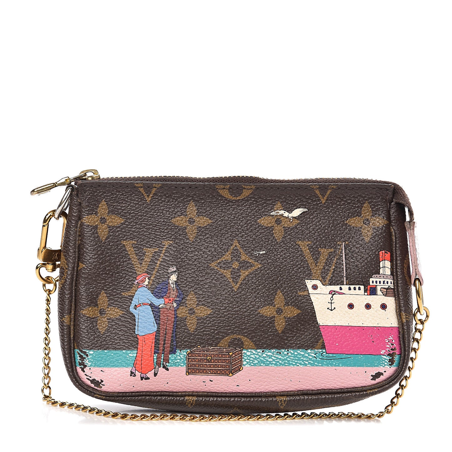 Monogram 2016 Christmas Animation Mini Pochette Accessories Rose Ballerine