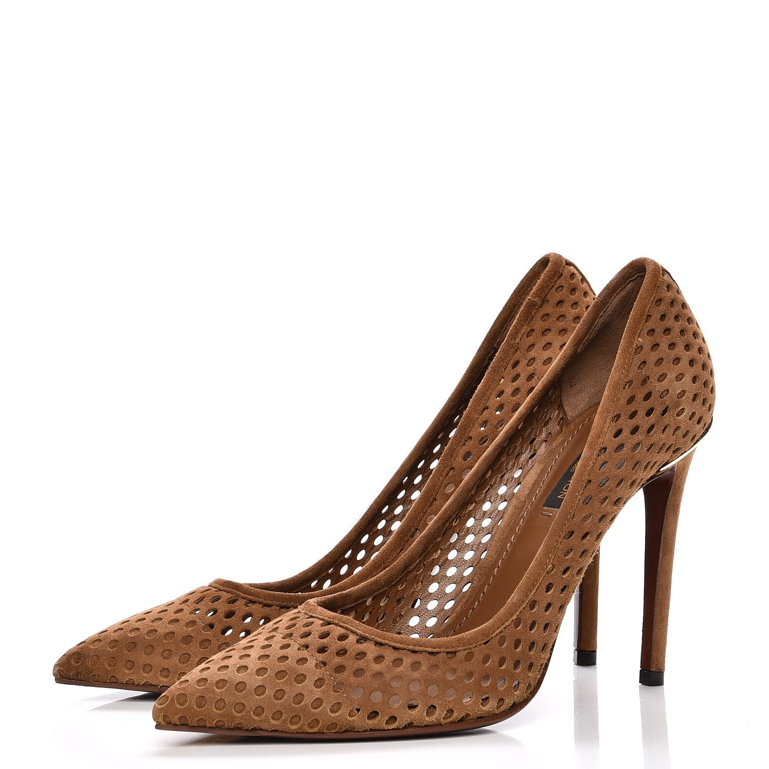 Louis Vuitton Suede Perforated Eyeline Pumps 37 Brown 3 of 10