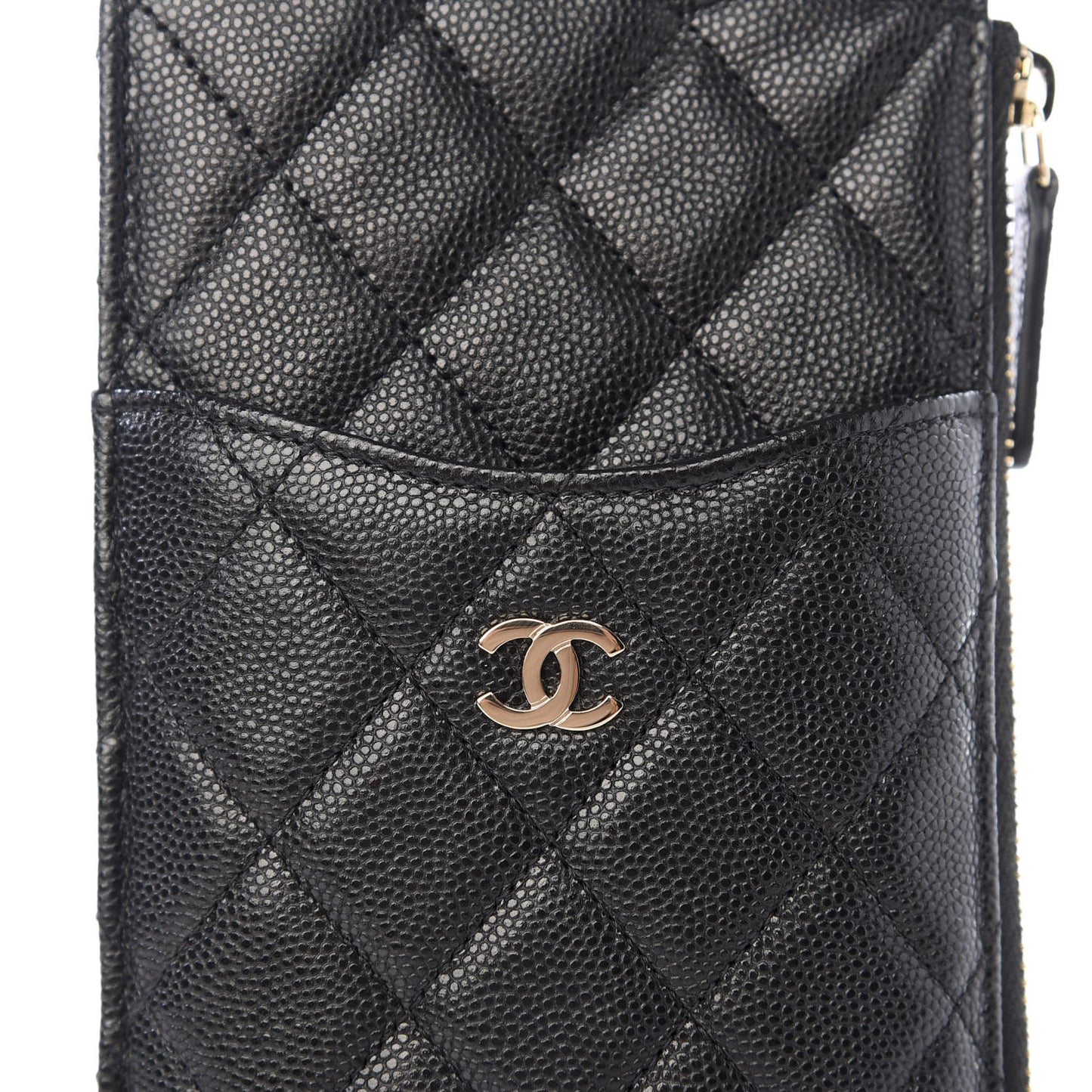 Caviar Quilted Classic Flat Wallet Pouch Black