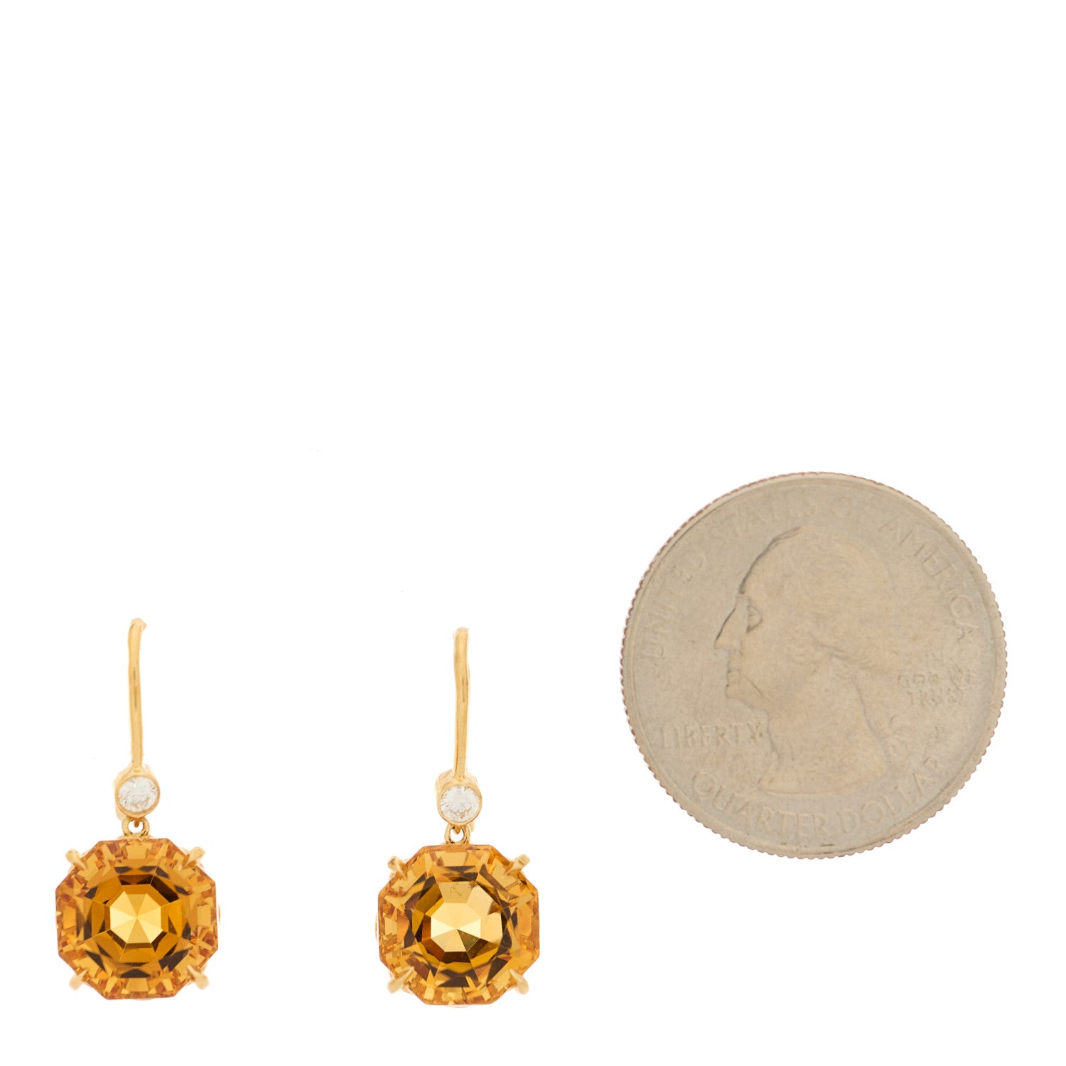 Tiffany 18K Yellow Gold Diamond Citrine Sparklers Drop Earrings 3 of 8