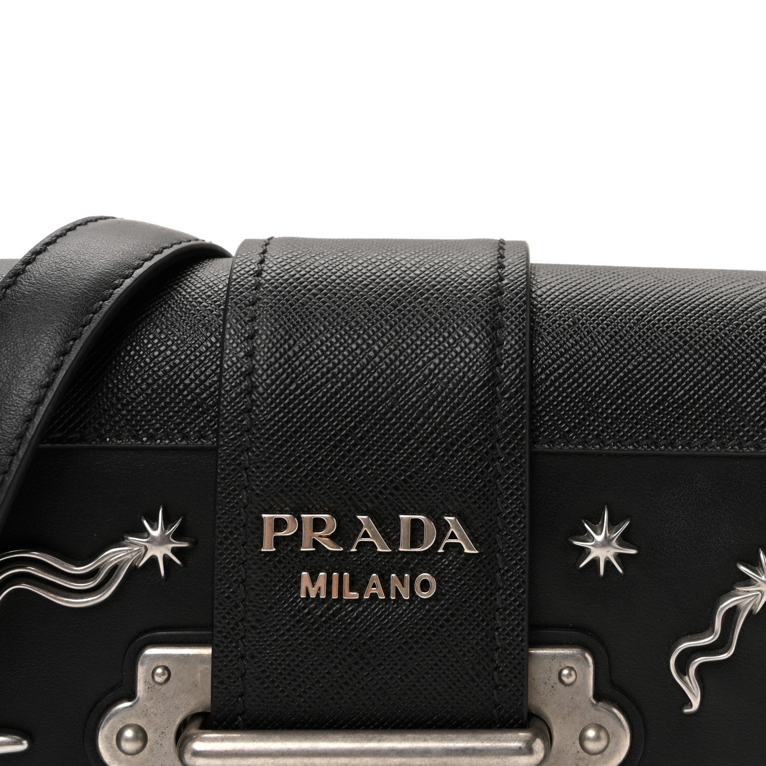 Prada City Calf Saffiano Cahier Astrology Bag Black 13 of 17