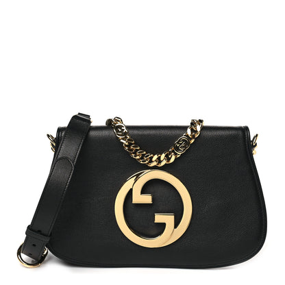 Gucci Roxy Calfskin Blondie Chain Shoulder Flap Bag Black 1 of 10