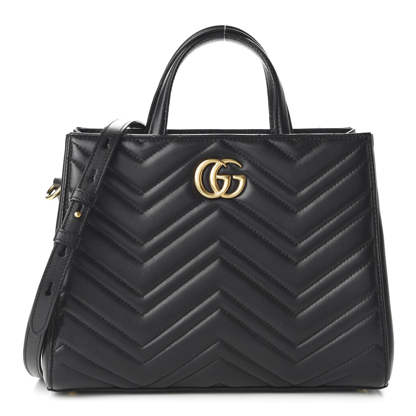 Calfskin Matelasse Small GG Marmont Tote Black