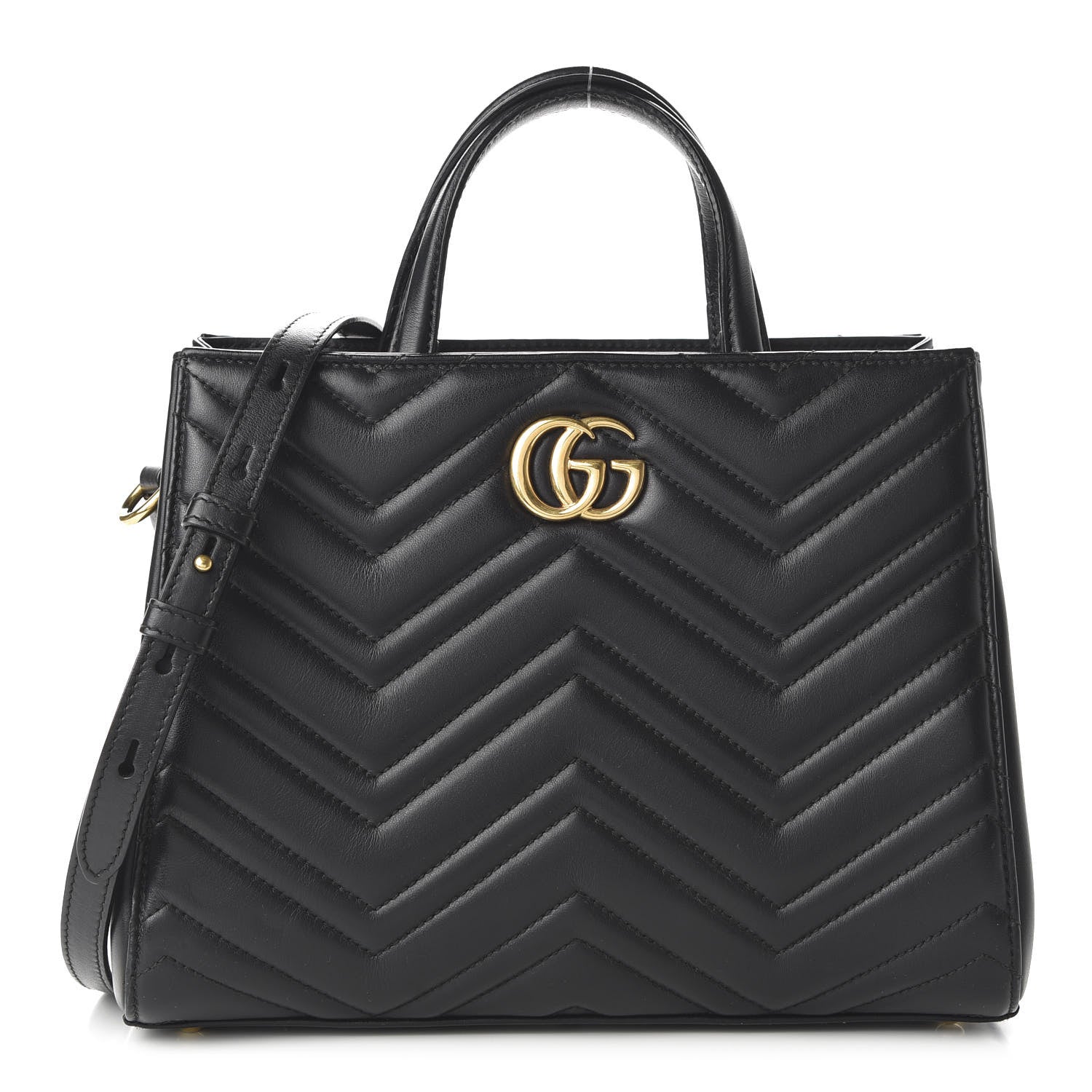 Gucci Calfskin Matelasse Small GG Marmont Tote Black 1 of 11