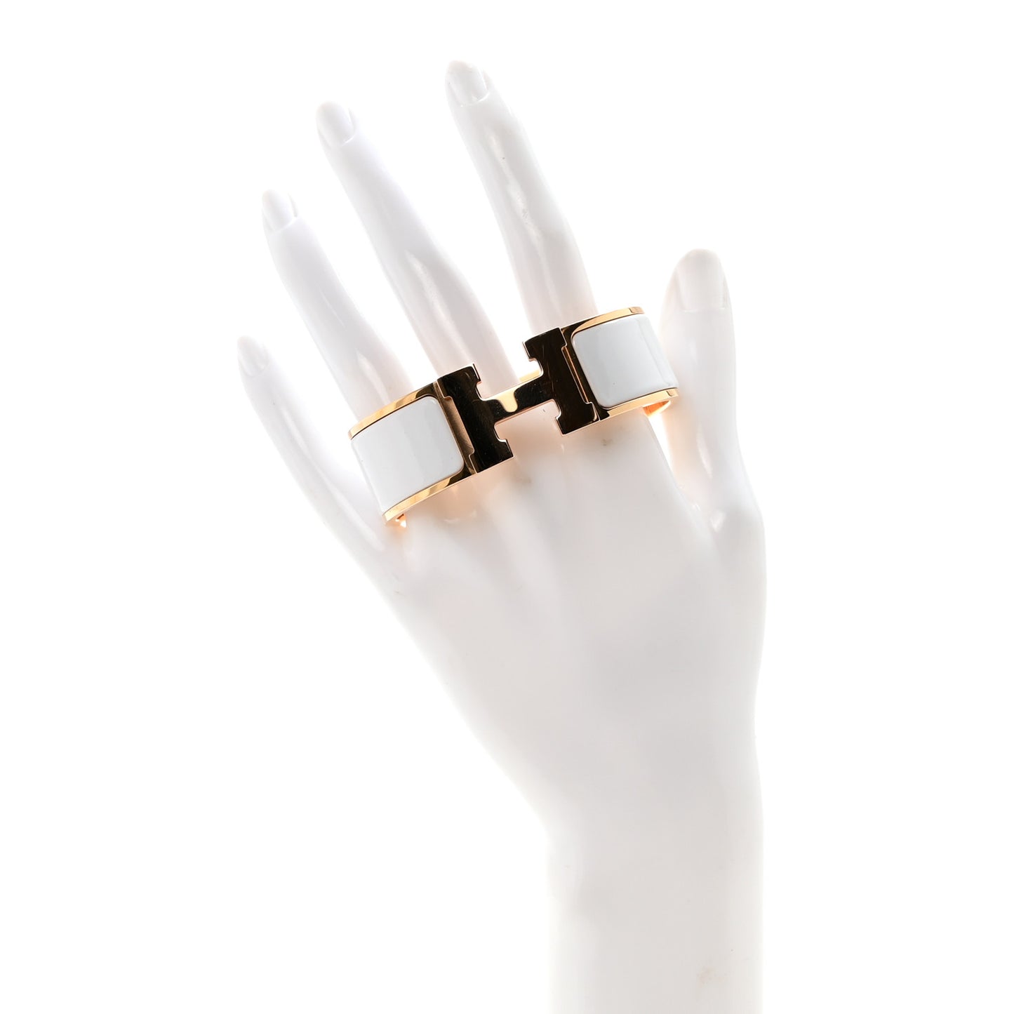 Enamel Wide Clic Clac H Bracelet GM White