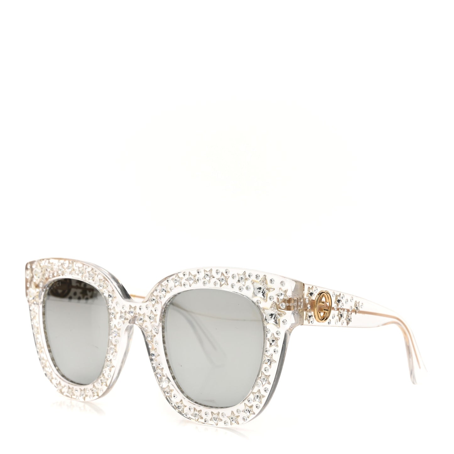 Acetate Crystal Oversize Mirrored Star Sunglasses GG0116S Ivory