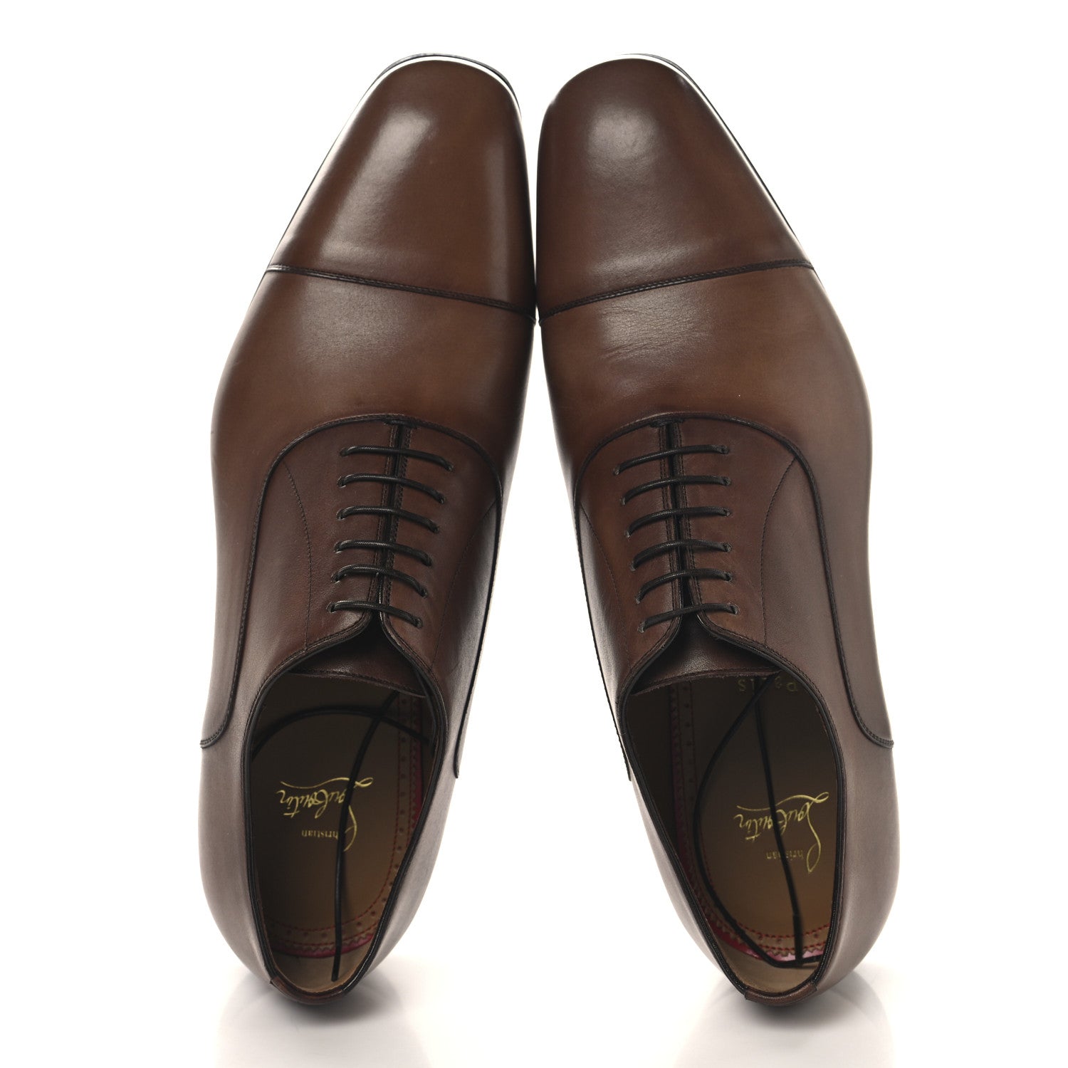 Christian Louboutin Calfskin Mens Greggo Flat Oxfords 43.5 Brown 2 of 9