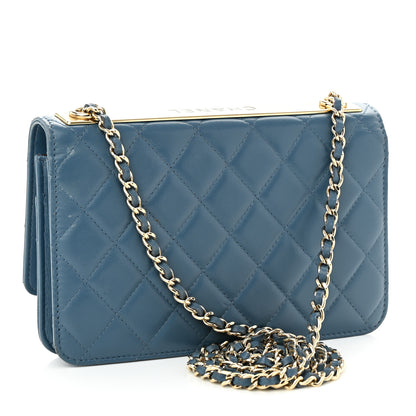 Chanel Lambskin Quilted Trendy CC Wallet On Chain WOC Blue 3 of 11