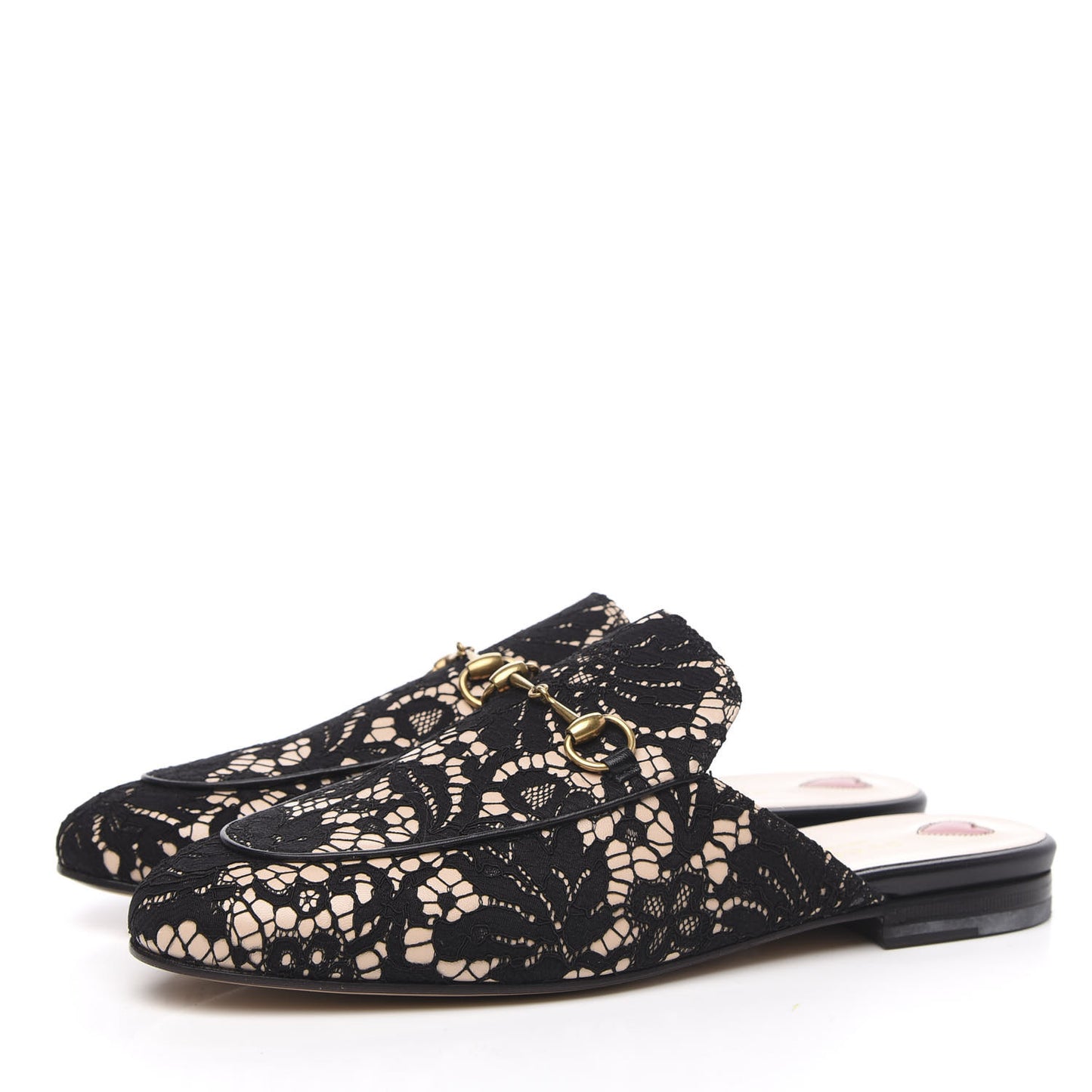 Lace Malaga Kid Womens Princetown Slippers 40 Black Skin Rose