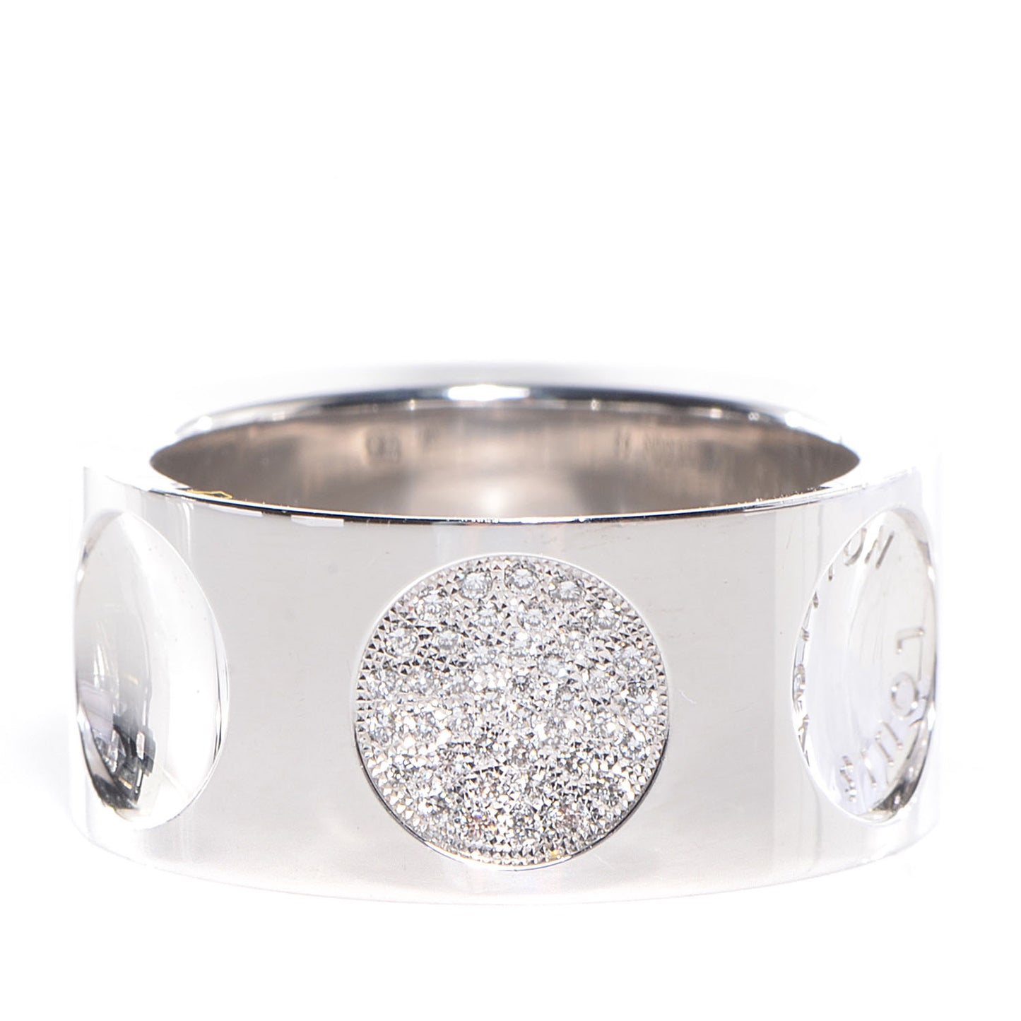 18K White Gold Diamonds Empreinte Large Ring 56 US 7.5