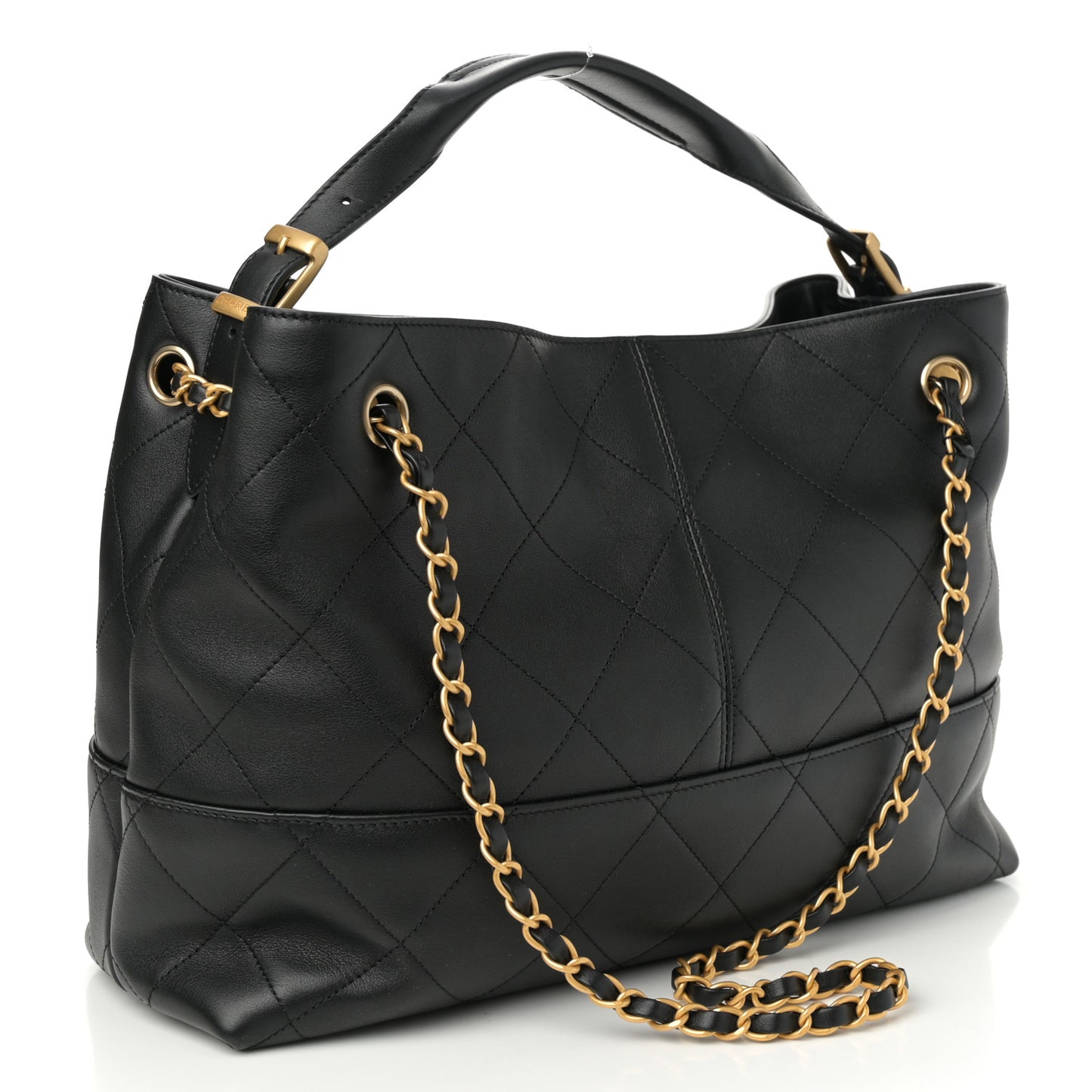 Calfskin Quilted Small Coco Base Shopping Bag Black