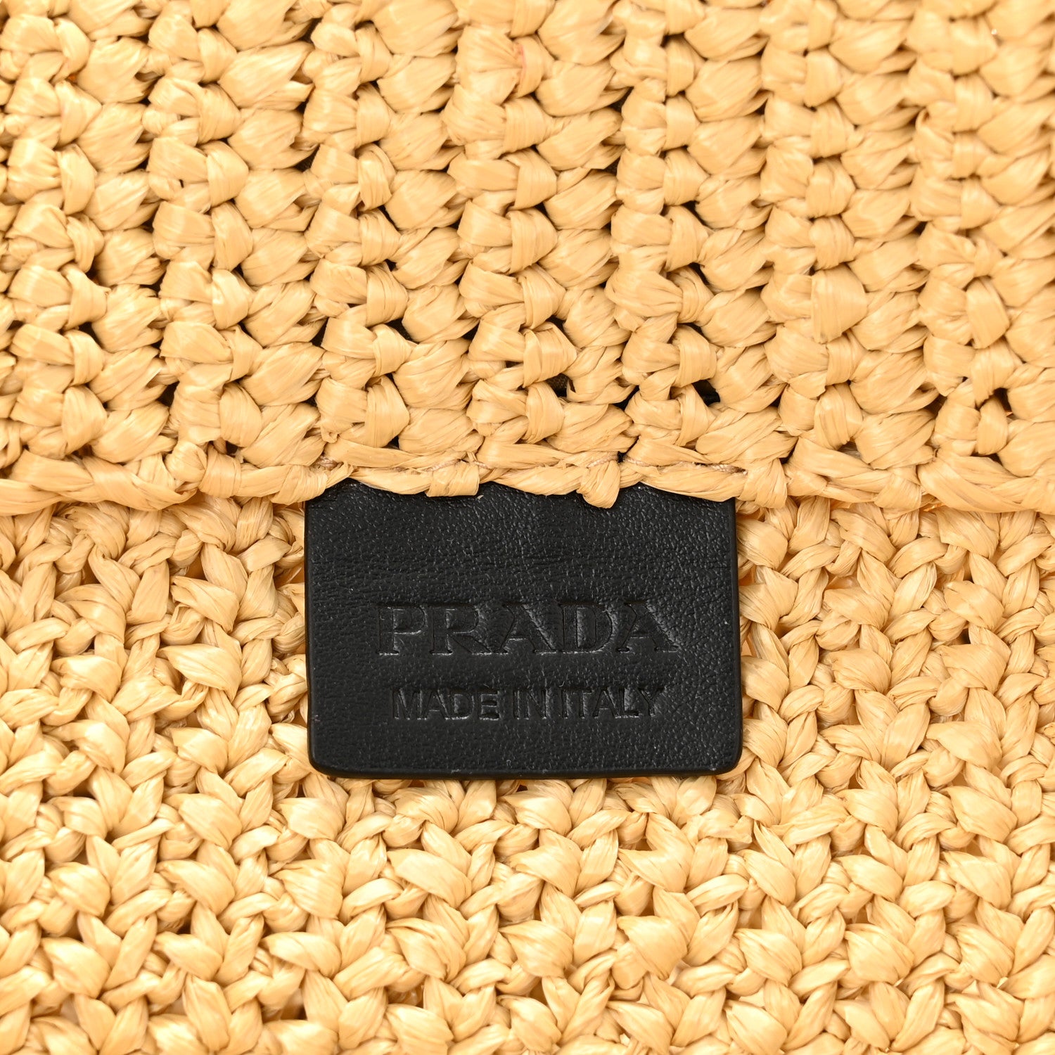 Prada Yarn Raffia Effect Crochet Embroidered Logo Tote Naturale 5 of 9