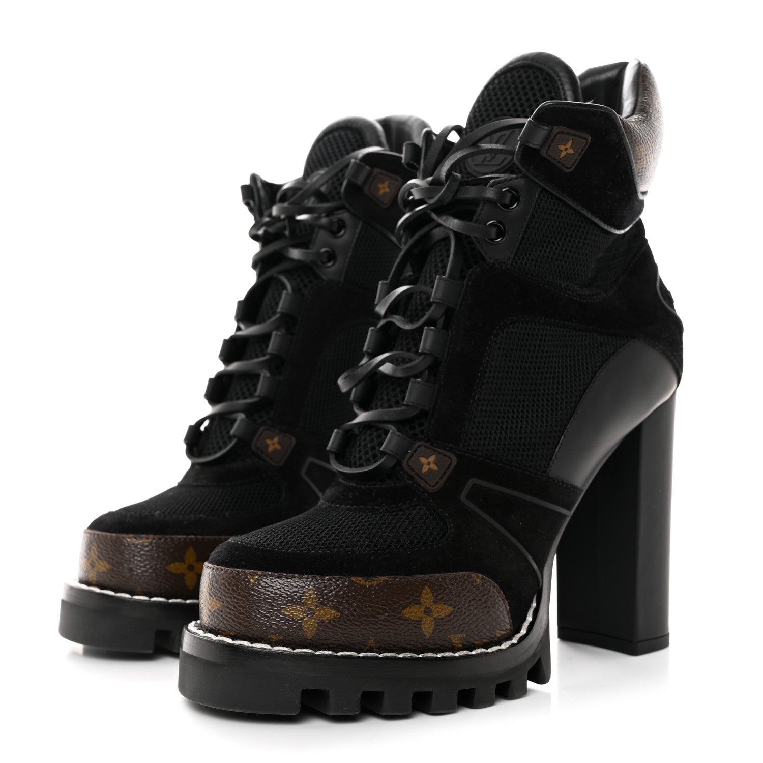 Louis Vuitton Suede Calfskin Monogram Star Trail Ankle Boots 38.5 Black 3 of 10