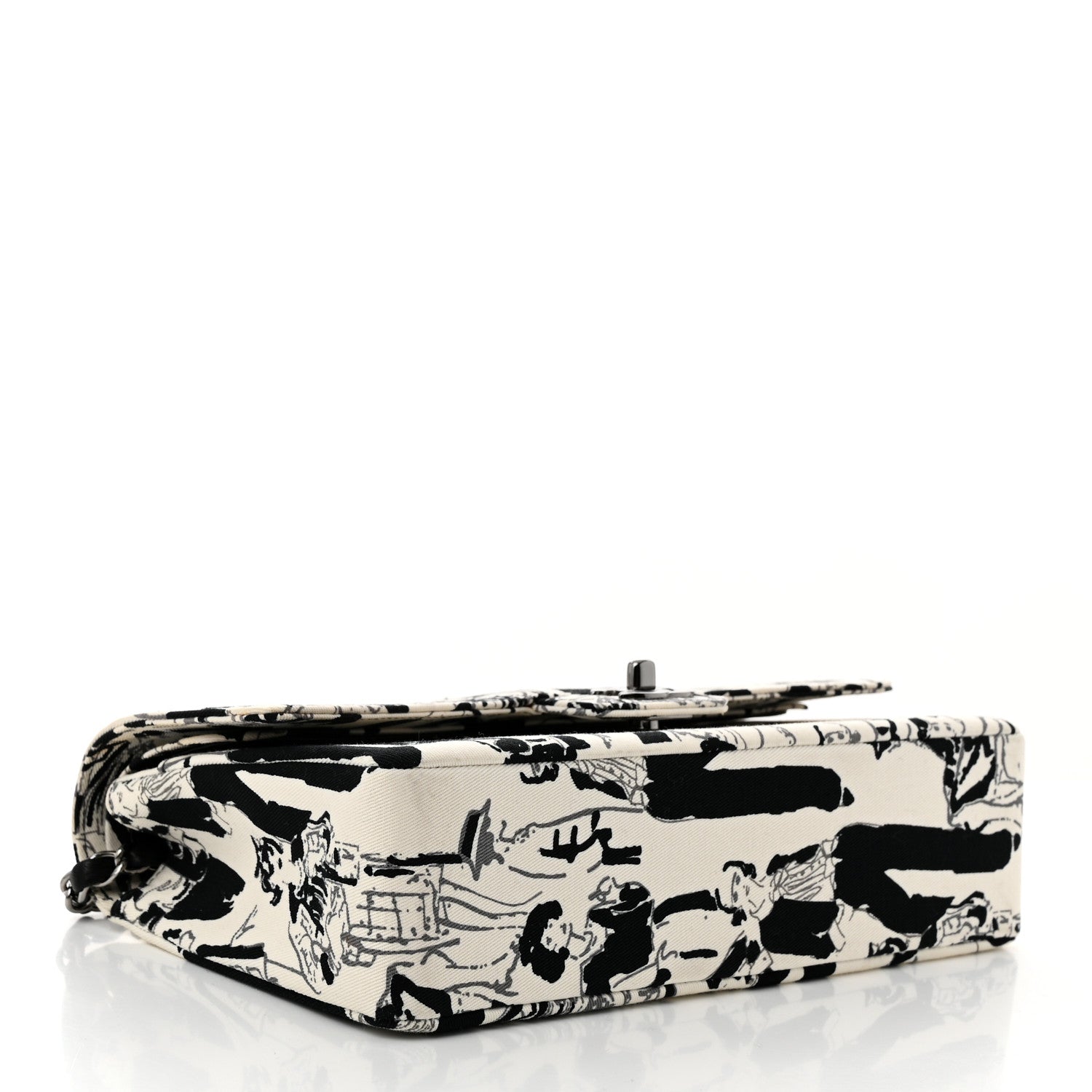 Chanel Canvas Coco Icons Medium Double Flap Black White 4 of 10