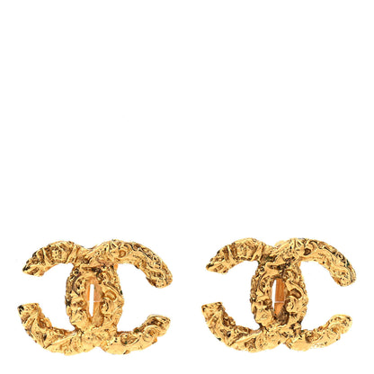 Chanel Textured CC Clip On Earrings Gold 1 of 5