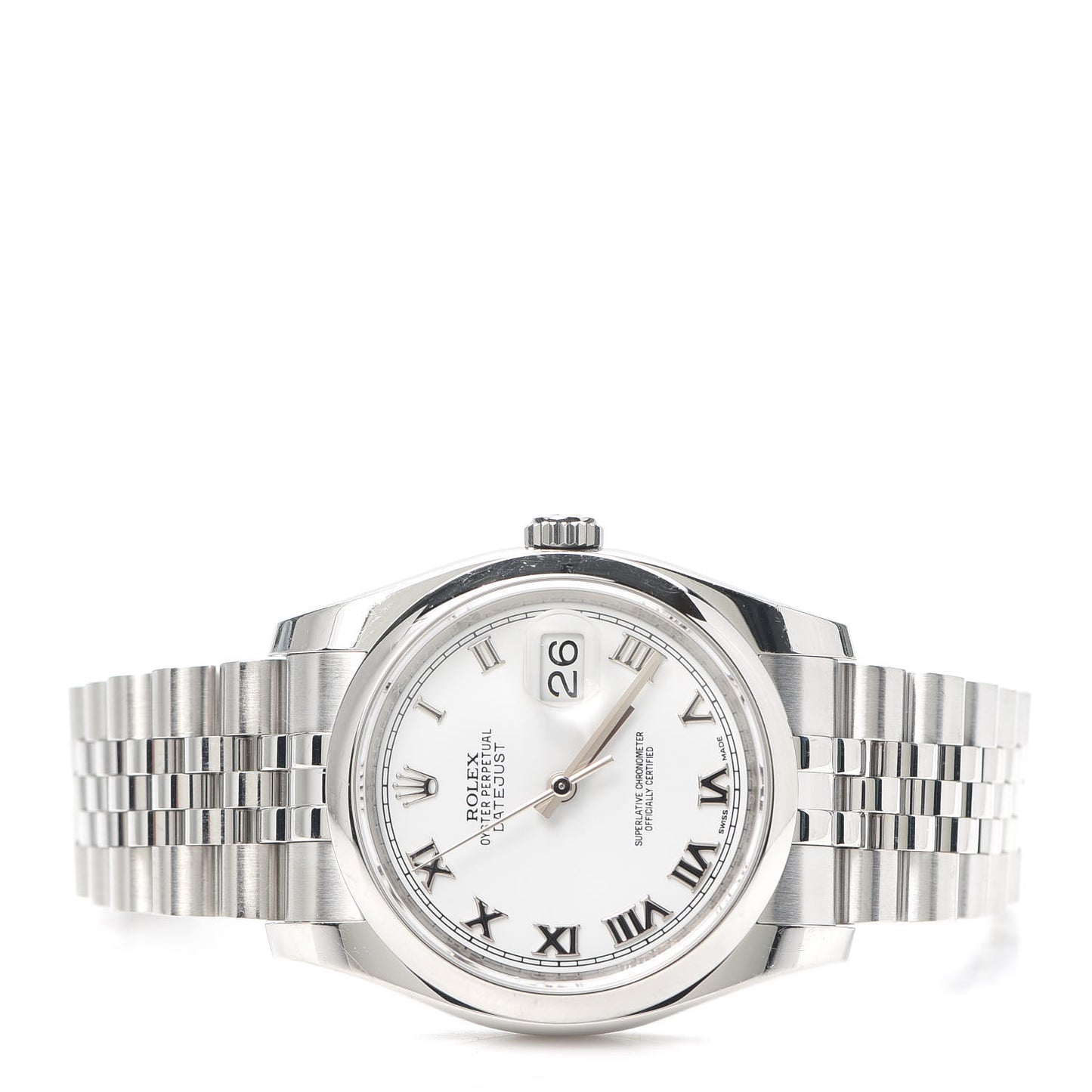 Stainless Steel 36mm Oyster Perpetual Datejust Watch White Roman 116200