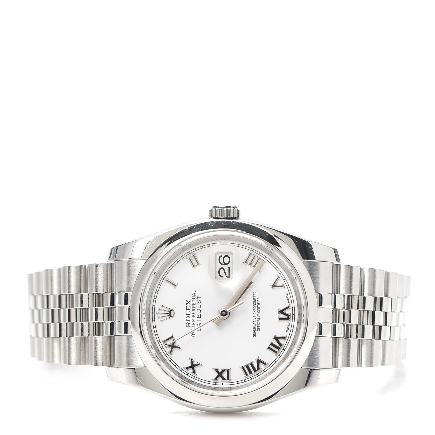 Rolex Stainless Steel 36mm Oyster Perpetual Datejust Watch White Roman 116200 2 of 6