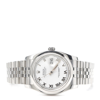 Rolex Stainless Steel 36mm Oyster Perpetual Datejust Watch White Roman 116200 2 of 6