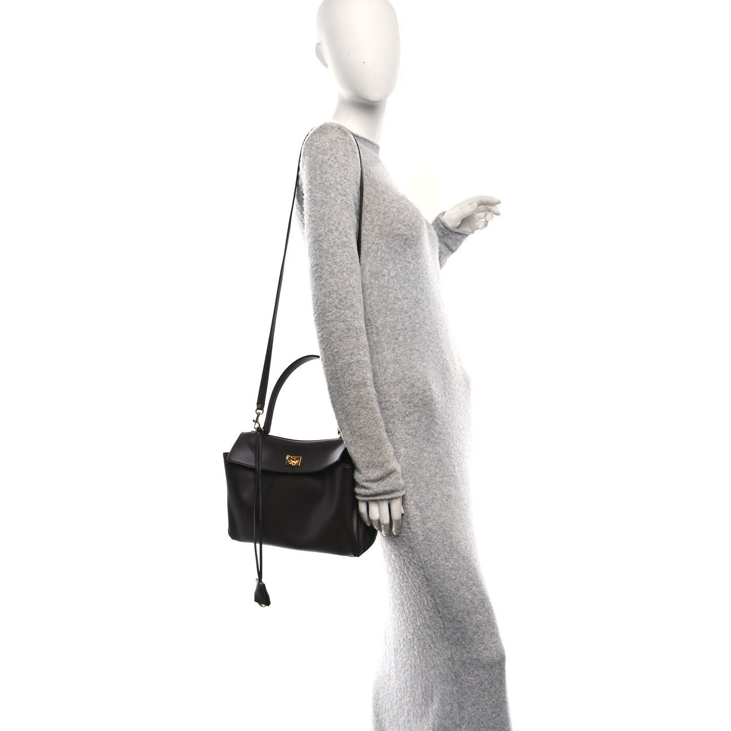 Natural Smooth Calfskin Small Rodeo Top Handle Handbag Espresso