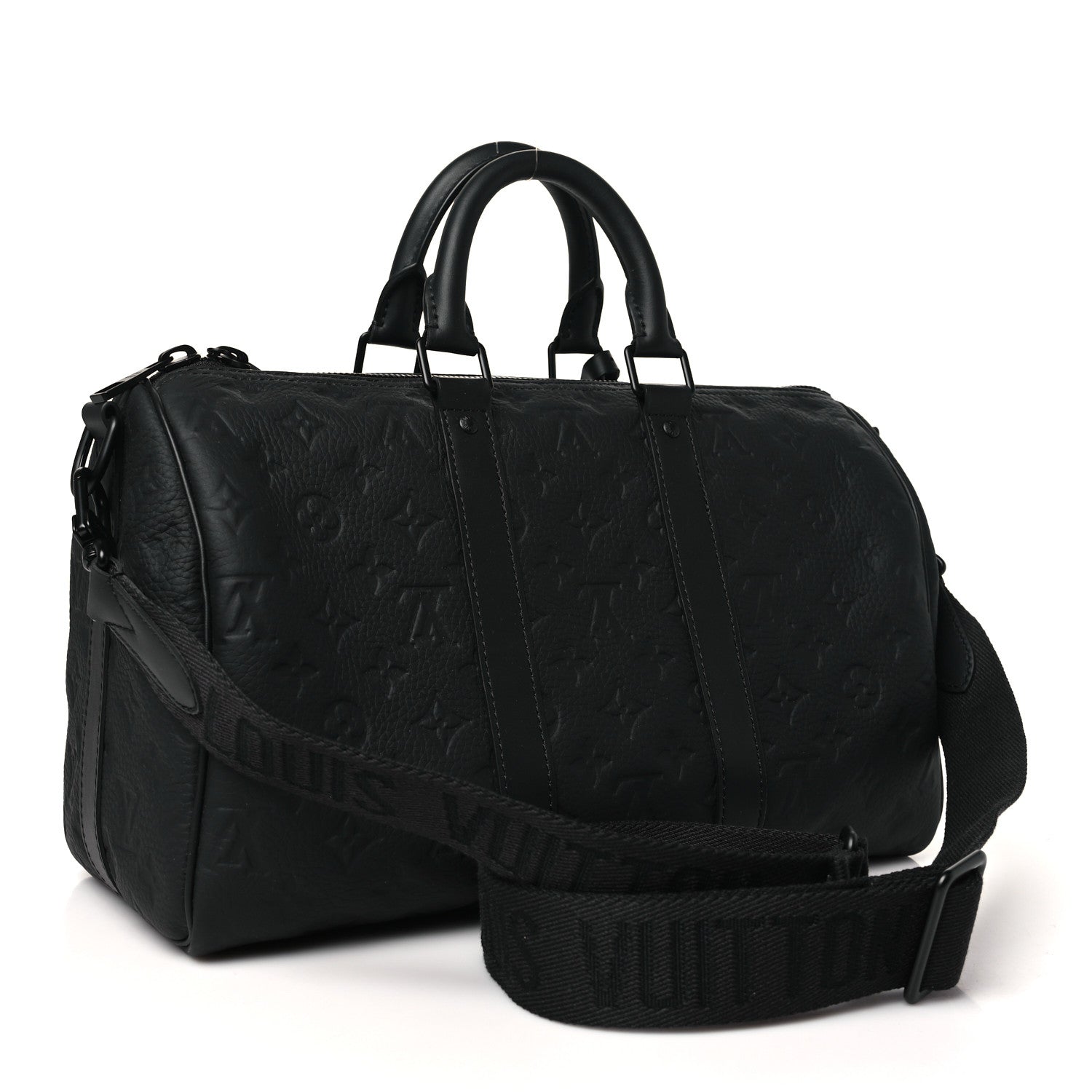 Louis Vuitton Monogram Taurillon Keepall Bandouliere 35 Black 2 of 9