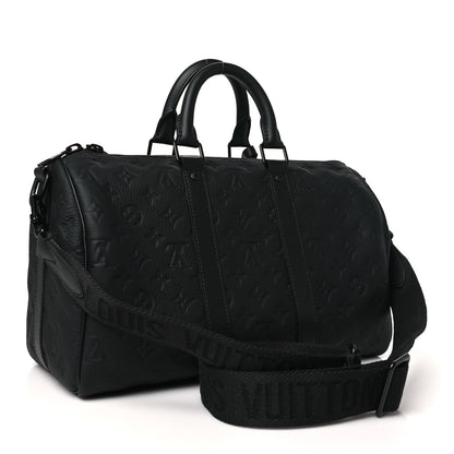 Louis Vuitton Monogram Taurillon Keepall Bandouliere 35 Black 2 of 9