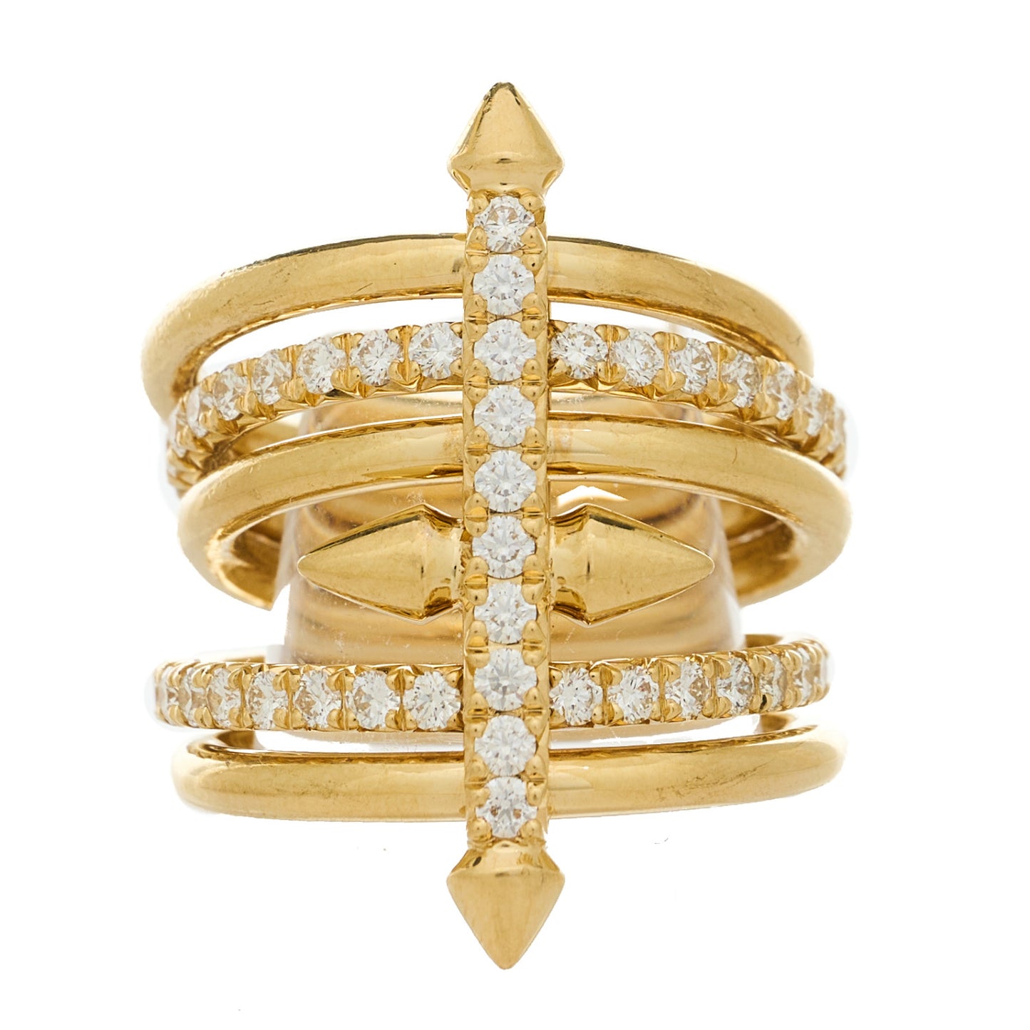 X PHARRELL 18K Yellow Gold Diamond Titan Five Row Ring 55 7.25