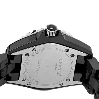 Chanel Stainless Steel Ceramic Diamond Pave Bezel 33mm J12 Quartz Watch Black 4 of 4