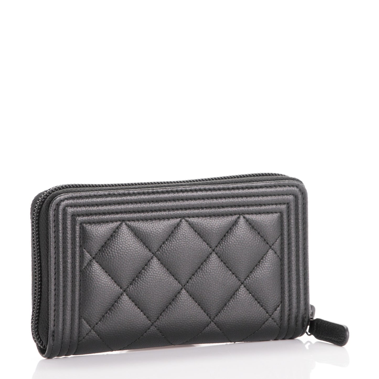Caviar Quilted Small Boy Zip Around Wallet So Black