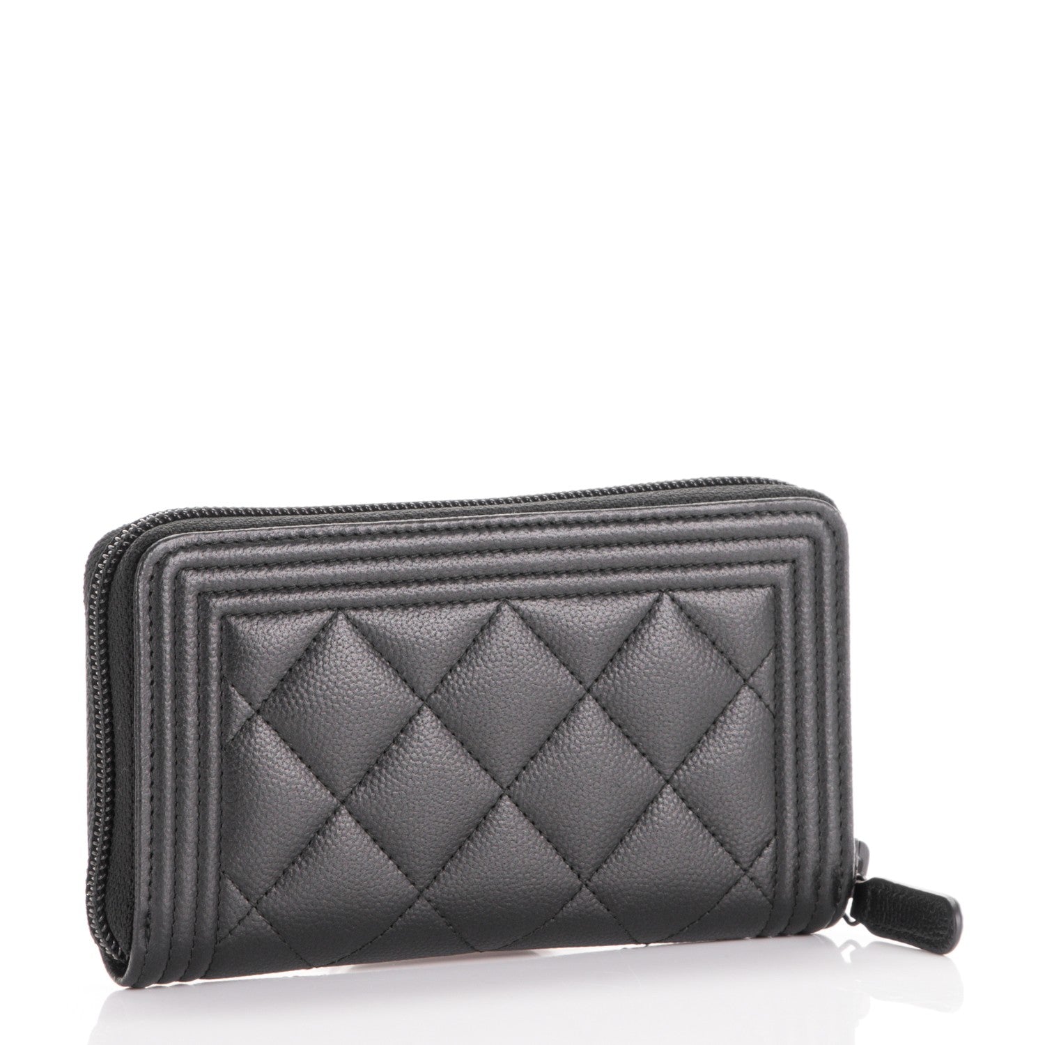 Chanel Caviar Quilted Small Boy Zip Around Wallet So Black 3 of 8