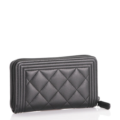 Chanel Caviar Quilted Small Boy Zip Around Wallet So Black 3 of 8