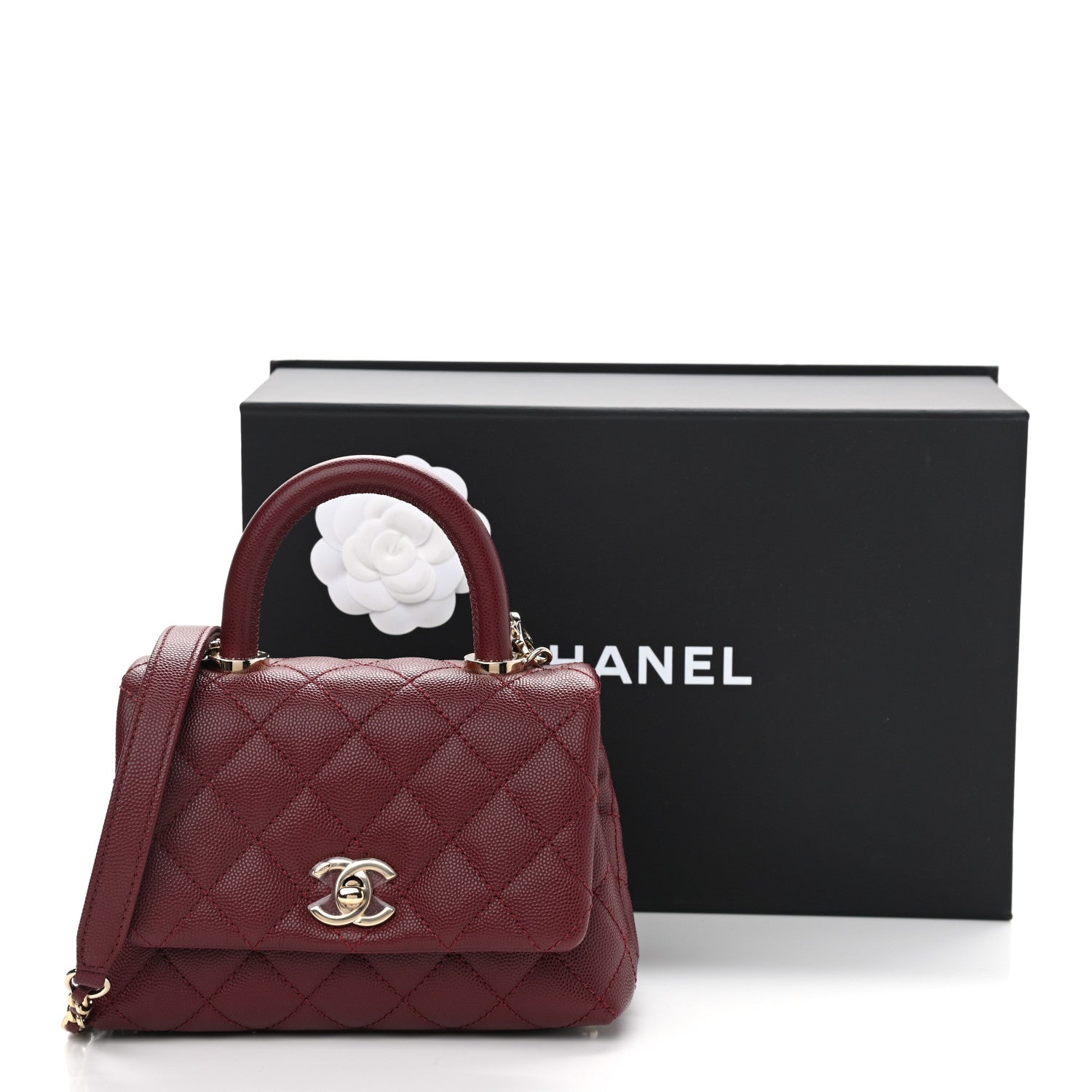 Chanel Caviar Quilted Extra Mini Coco Handle Flap Burgundy 11 of 11
