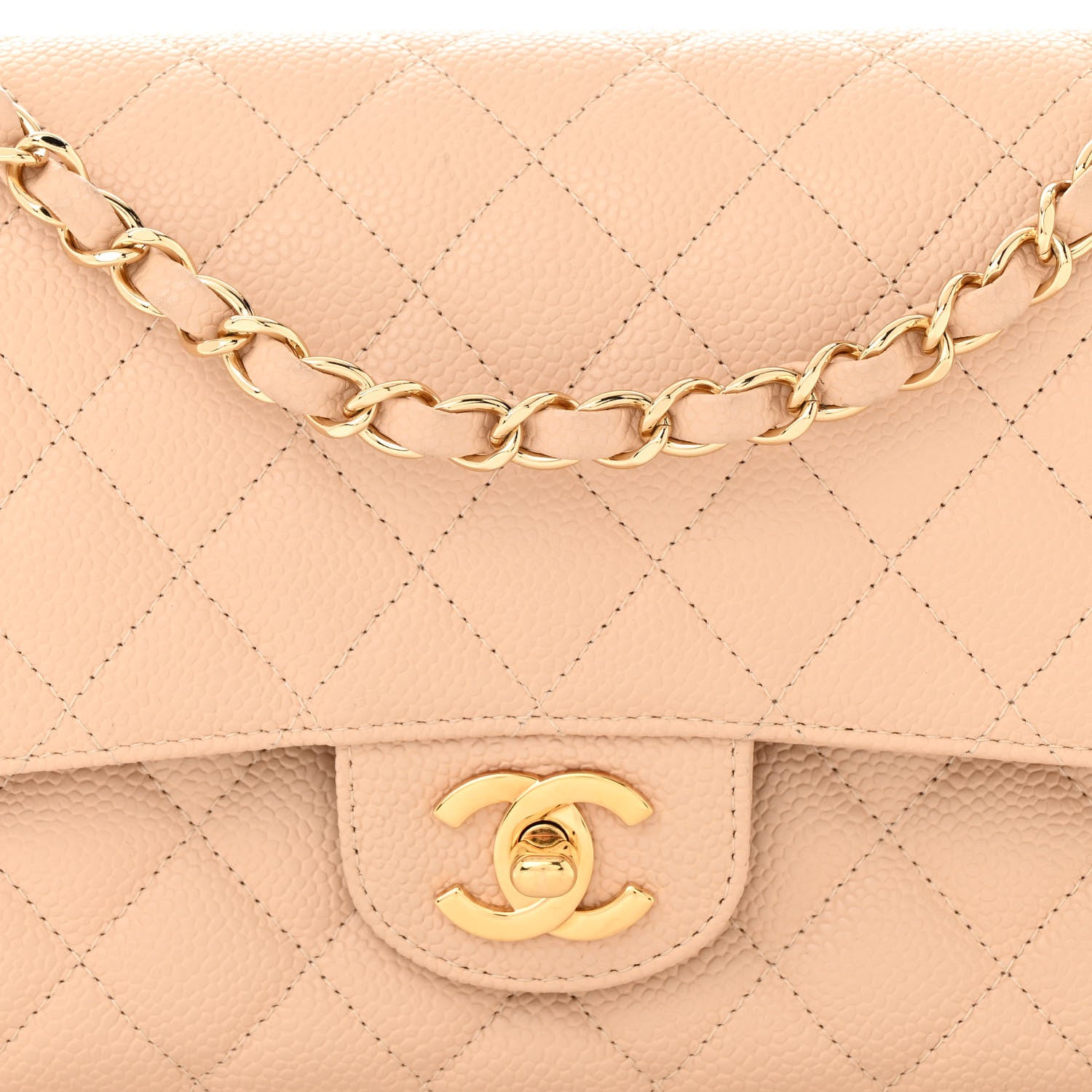 Chanel Caviar Quilted Medium Double Flap Beige 8 of 11