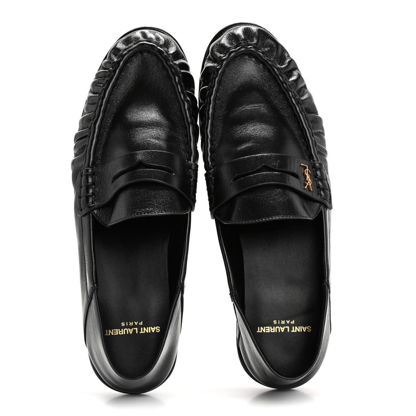 Calfskin Le Loafer Foldable Mens Penny Slippers 40 Black