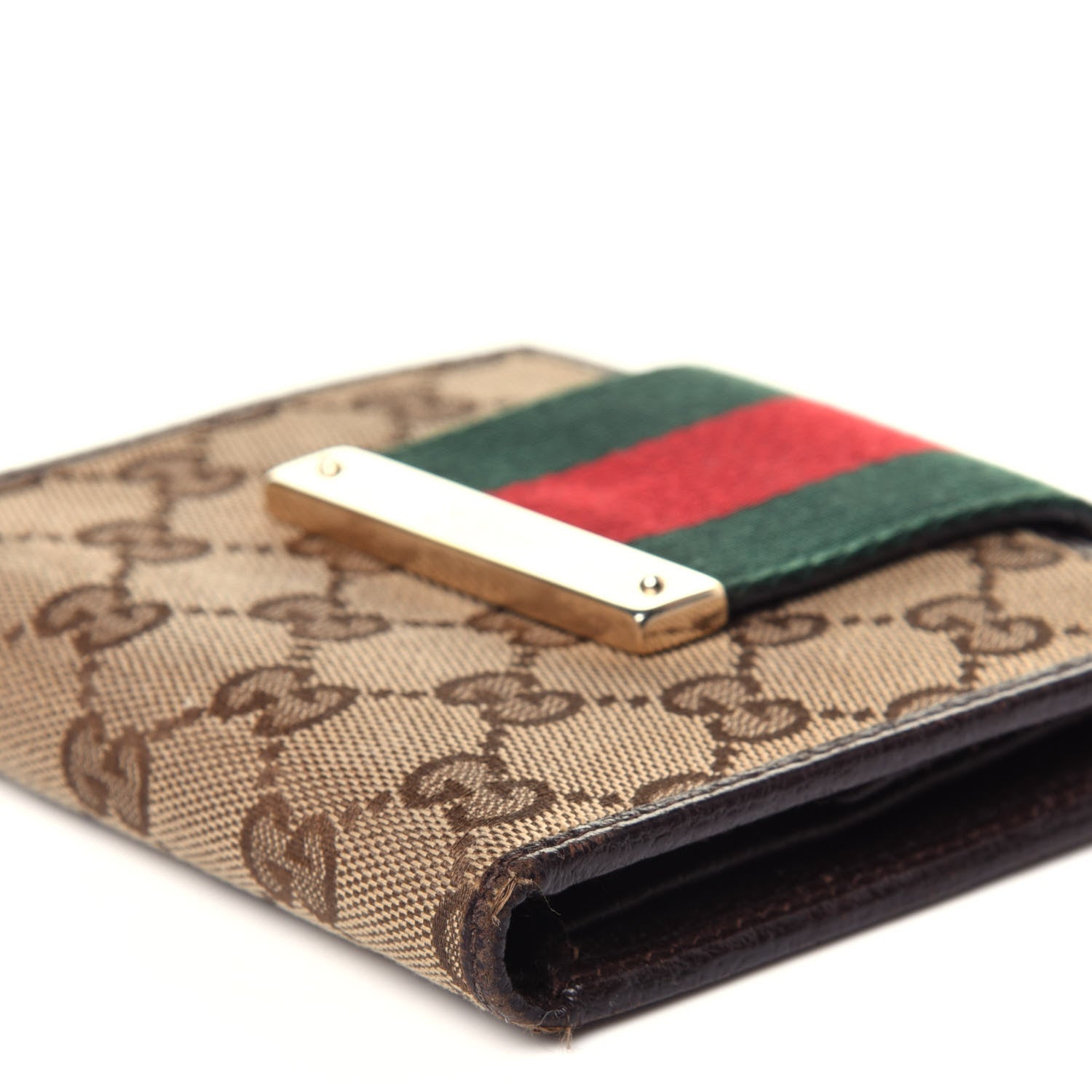Gucci Monogram Web Ladies Web French Wallet Brown 8 of 13