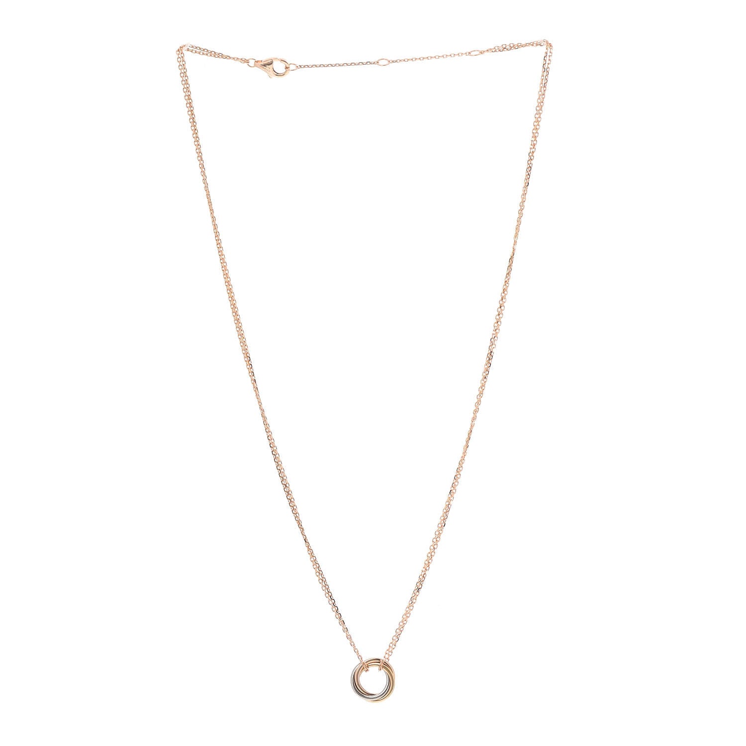 Cartier 18K Pink Yellow White Gold Trinity Double Chain Pendant Necklace 3 of 6
