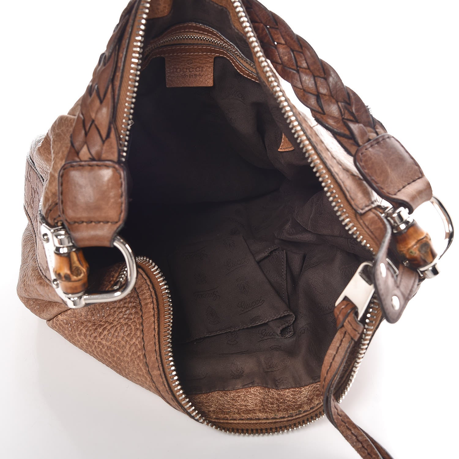 Gucci Pebbled Calfskin Guccissima Medium Bamboo Bar Hobo Light Brown 5 of 17
