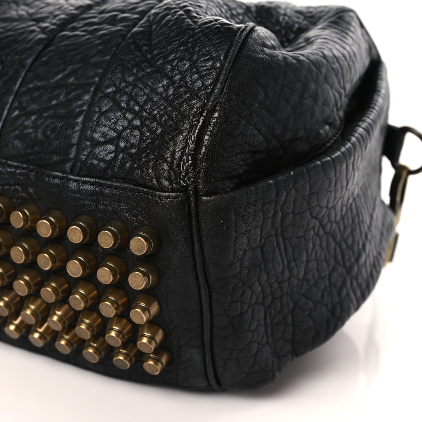Pebbled Lambskin Rocco Black Antique Brass Hardware