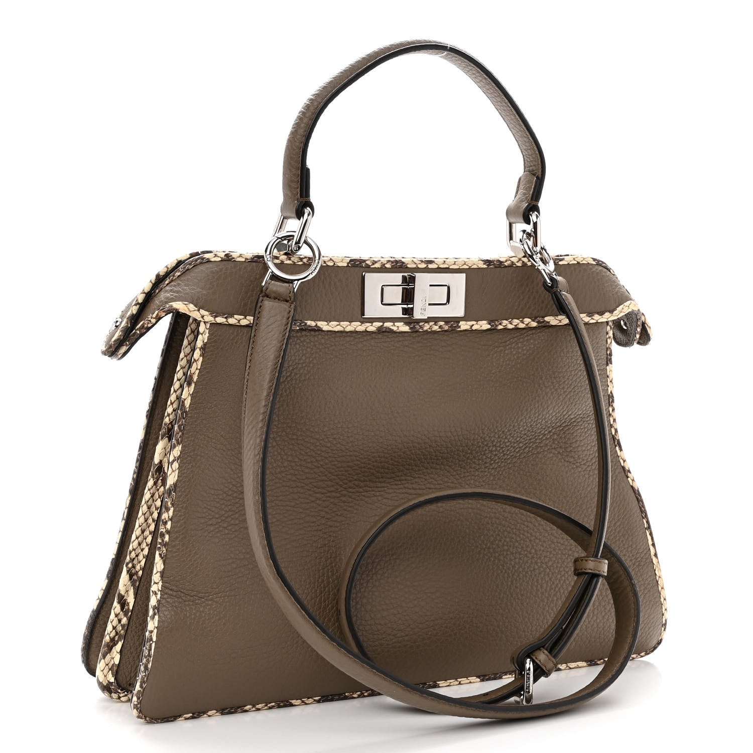 Fendi Cuoio Romano Elaphe Chamois Python Print Medium Peekaboo I SEE U Satchel Tartufo 3 of 10