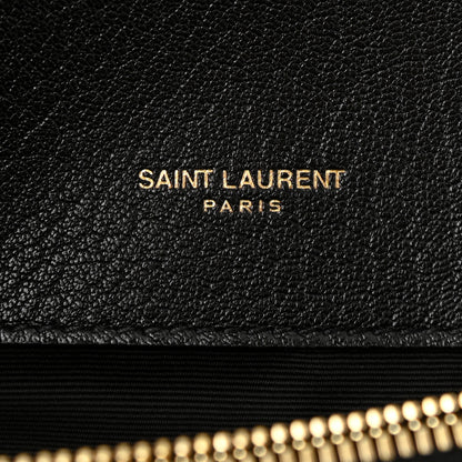 Saint Laurent Sheepskin Matelasse Chevron Monogram Large College Satchel Black 6 of 11