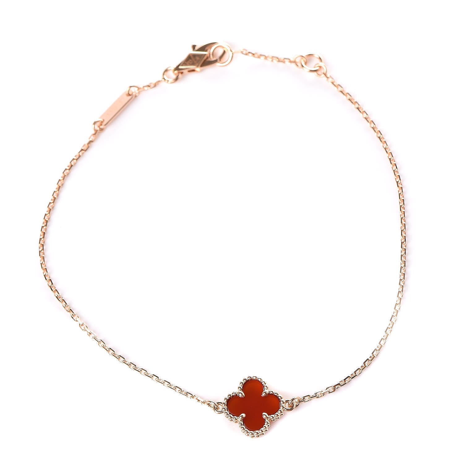Van Cleef & Arpels 18K Rose Gold Carnelian Sweet Alhambra Bracelet 1 of 6