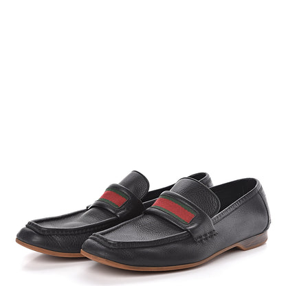 Gucci Calfskin Mens Web Loafers 12 Black 3 of 9