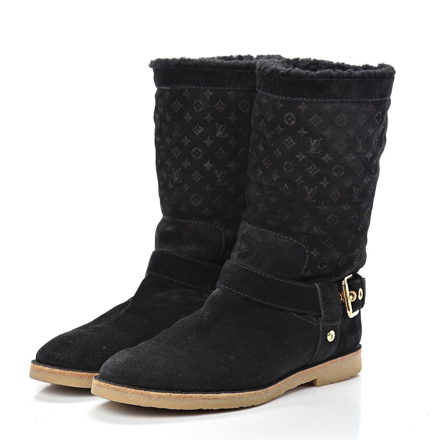 Louis Vuitton Suede Shearling Fauvist Boots 39 Black 3 of 11