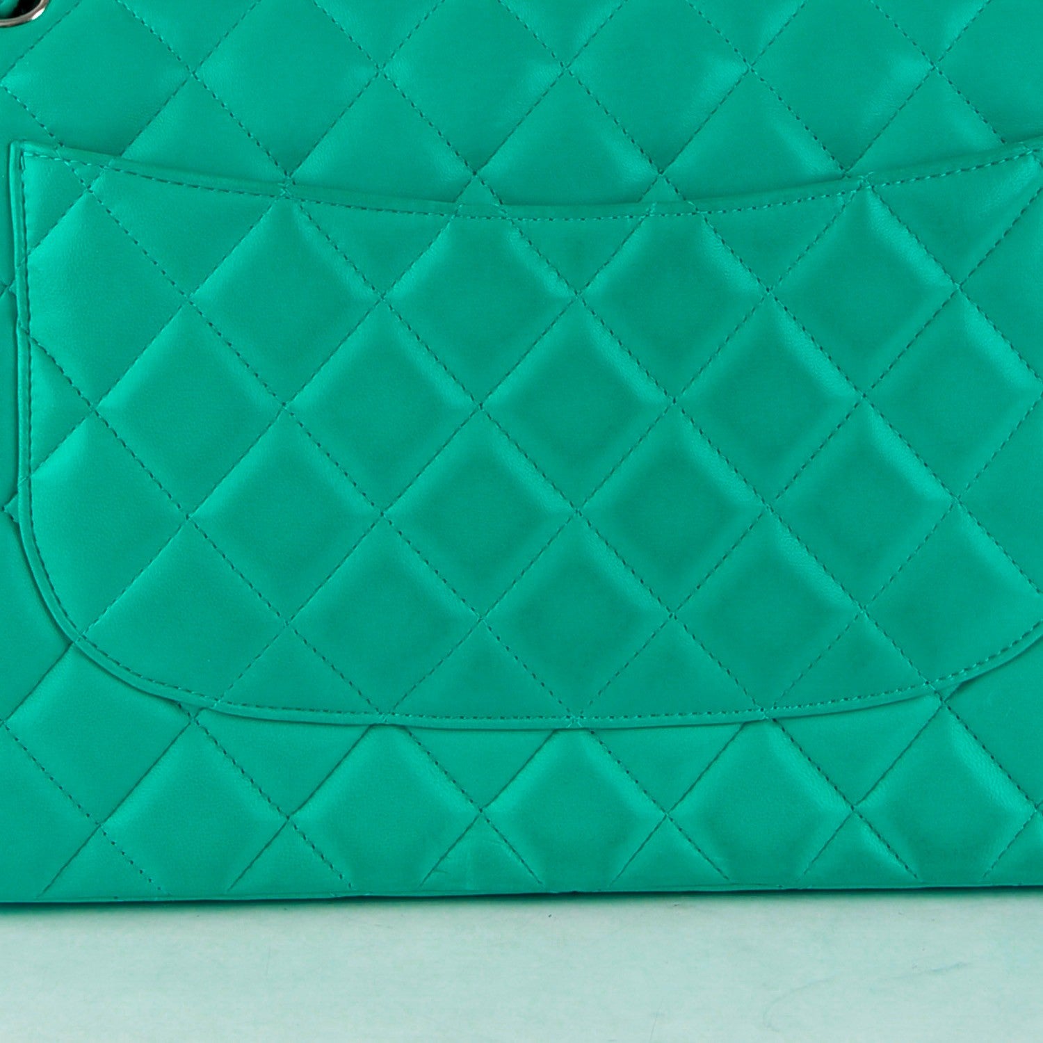Chanel Lambskin Quilted Jumbo Double Flap Green 9 of 15