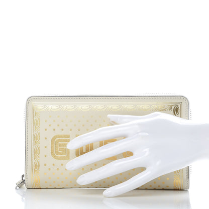 Gucci X SEGA Calfskin GUCCY Stars Zip Around Wallet Mystic White Gold 2 of 12