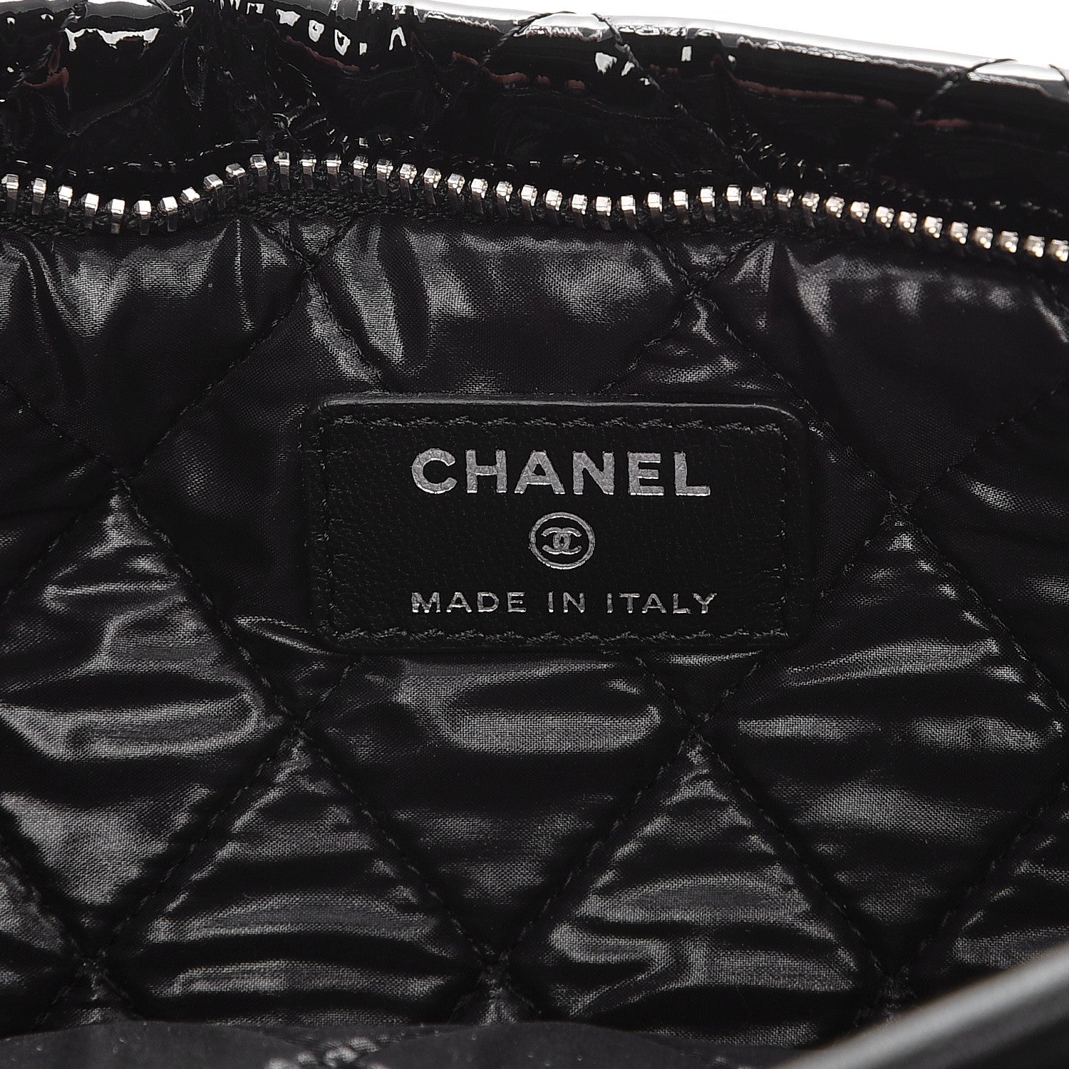 Chanel Patent Calfskin Quilted Beauty CC Clutch Black 6 of 8